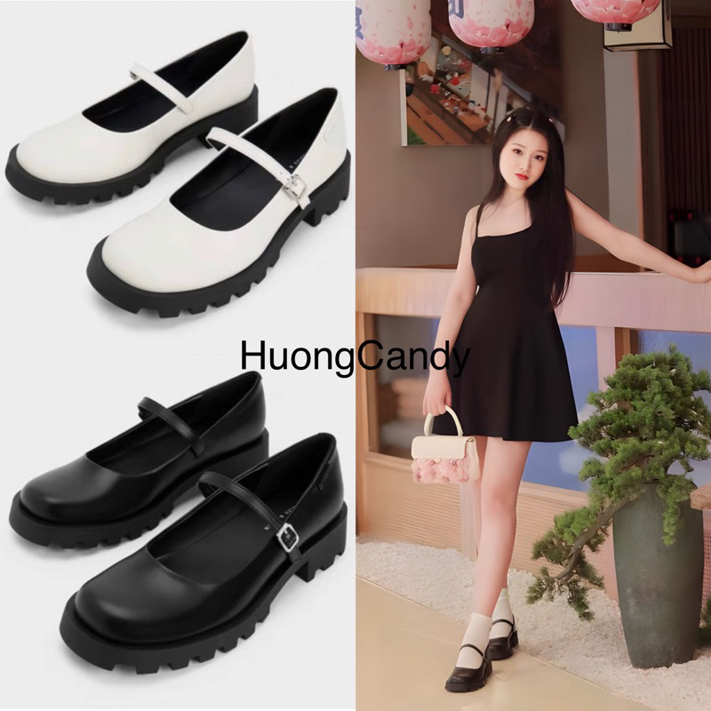 Giày búp bê Cnk quai mảnh khoá vuông 3.5cm FULLBOXH282