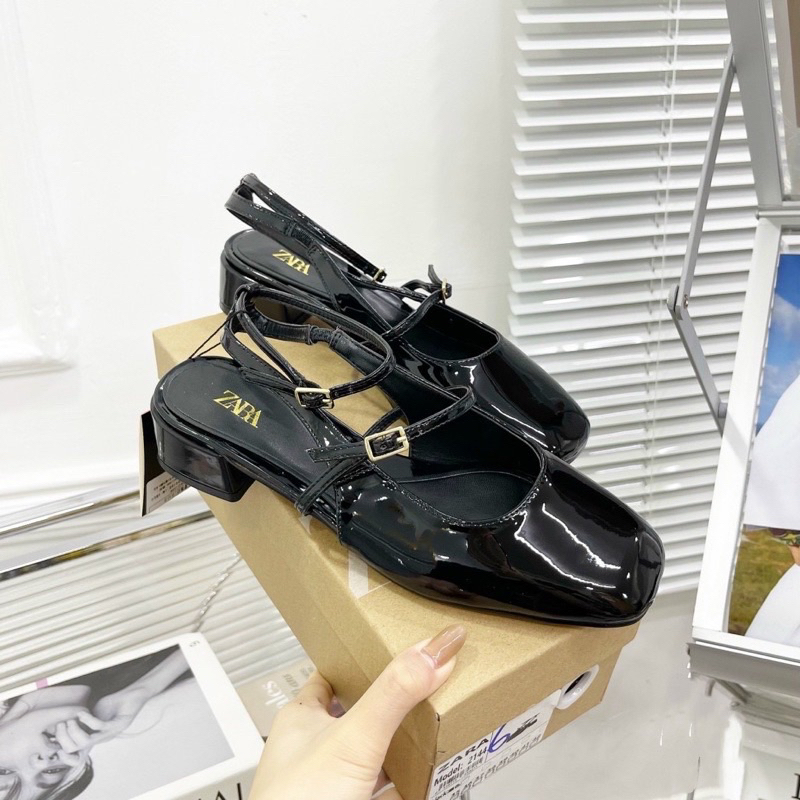 Giày sandal ZR mũi vuông quai mảnh khoá cổ chân 3.5cm[FULLBOX](lùi 1sz)H267
