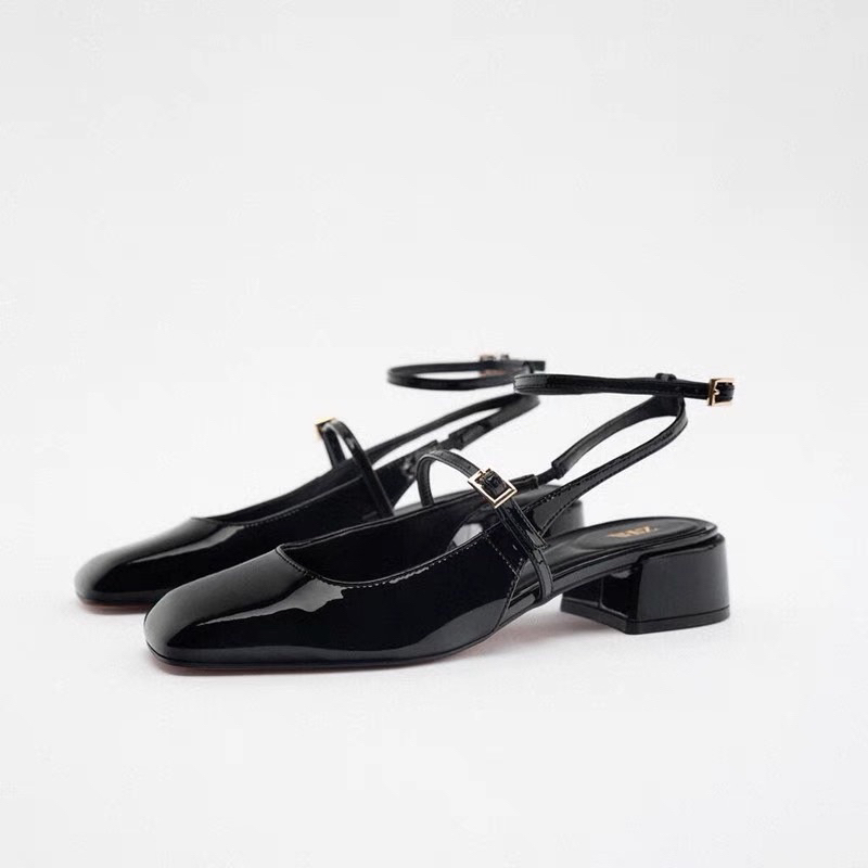Giày sandal ZR mũi vuông quai mảnh khoá cổ chân 3.5cm[FULLBOX](lùi 1sz)H267