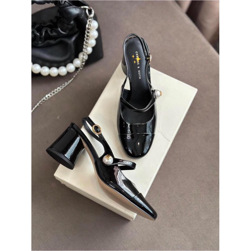 Giày sandal Cnk hở gót mũi tròn đế trụ 6cm phối màu[Sẵn-form to lùi sz]H272