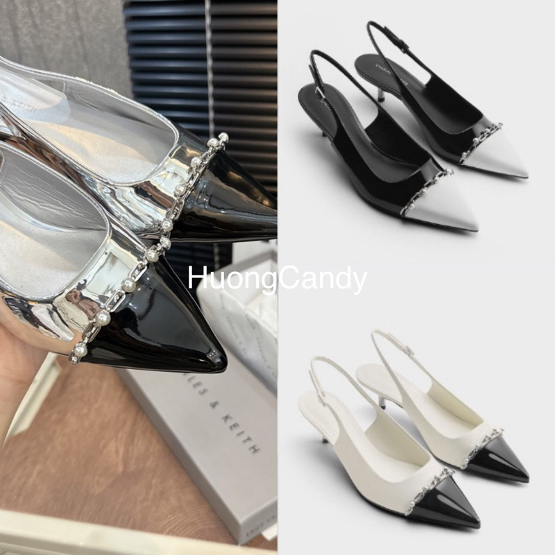 Sandal hở gót Cnk mũi nhọn xích ngọc fullbox( sẵn hàng)H266