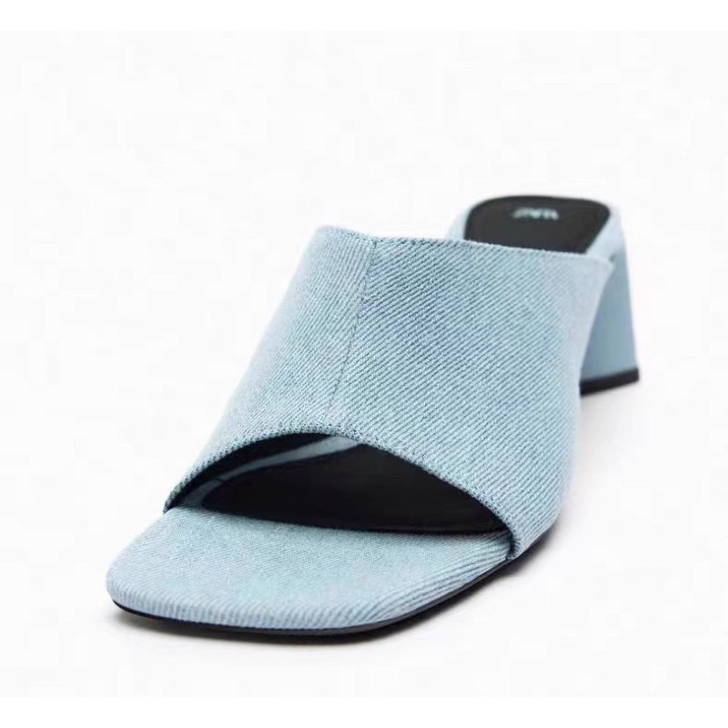 Guốc ZR Denim gót dẹt (sẵn hàng)H259
