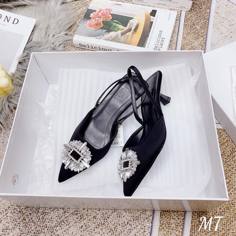 Giày Sandal ZR đen mặt đá pha lê FULLBOXH255