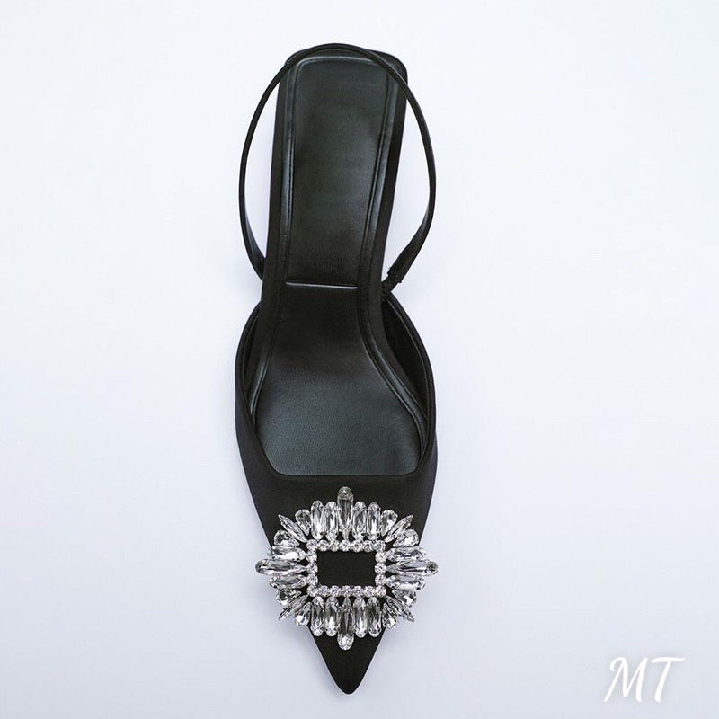 Giày Sandal ZR đen mặt đá pha lê FULLBOXH255