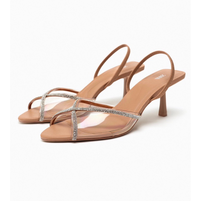 Sandal mica trong phối quai chéo đá trắng FULLBOX[Sẵn-lùi 1sz]H265