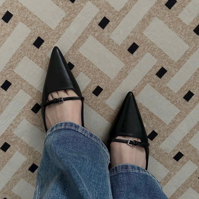 Giày sandal ZR mũi nhọn Dây ngang phối khoáH264