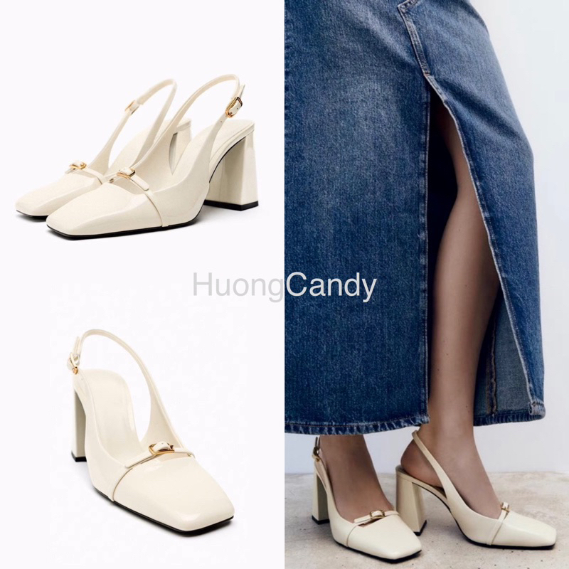 Giày Sandal ZR Phối dây mảnh khoá vuông gót trụ[FULL BOX](chân mảnh lùi sz)(sẵn)H241