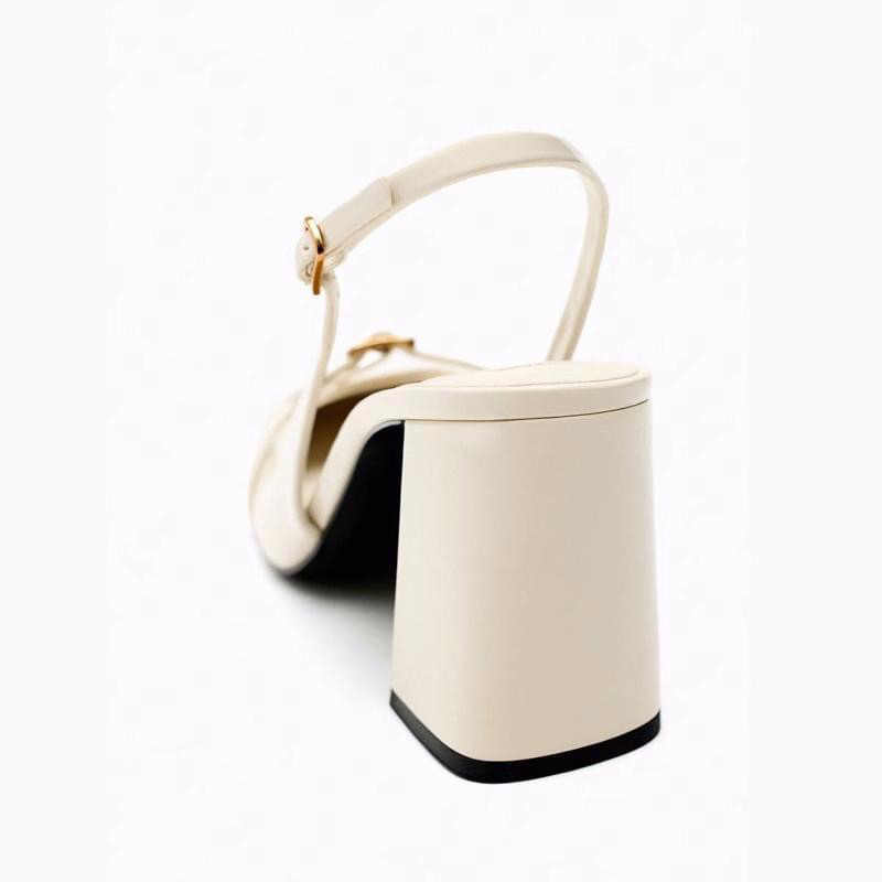 Giày Sandal ZR Phối dây mảnh khoá vuông gót trụ[FULL BOX](chân mảnh lùi sz)(sẵn)H241