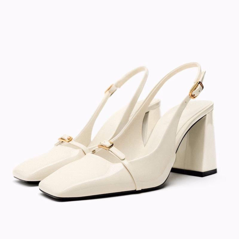 Giày Sandal ZR Phối dây mảnh khoá vuông gót trụ[FULL BOX](chân mảnh lùi sz)(sẵn)H241