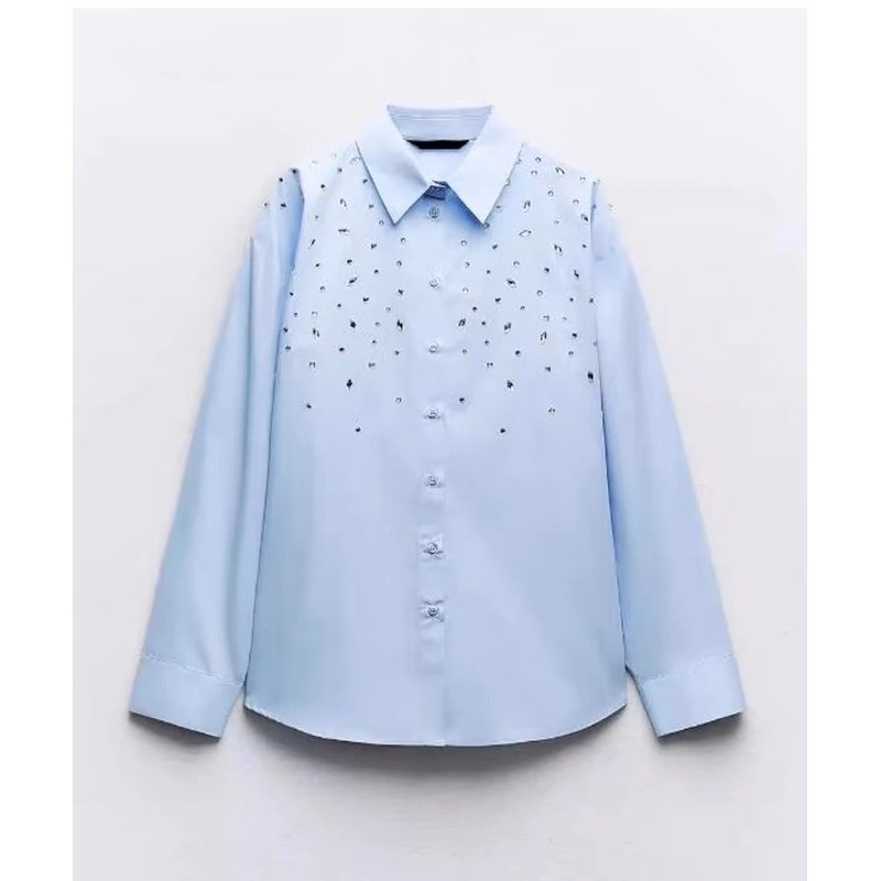 Áo sơmi xanh đá Hạt xuất ZR kèm tag( From to lùi 1 size) (Sẵn)H76