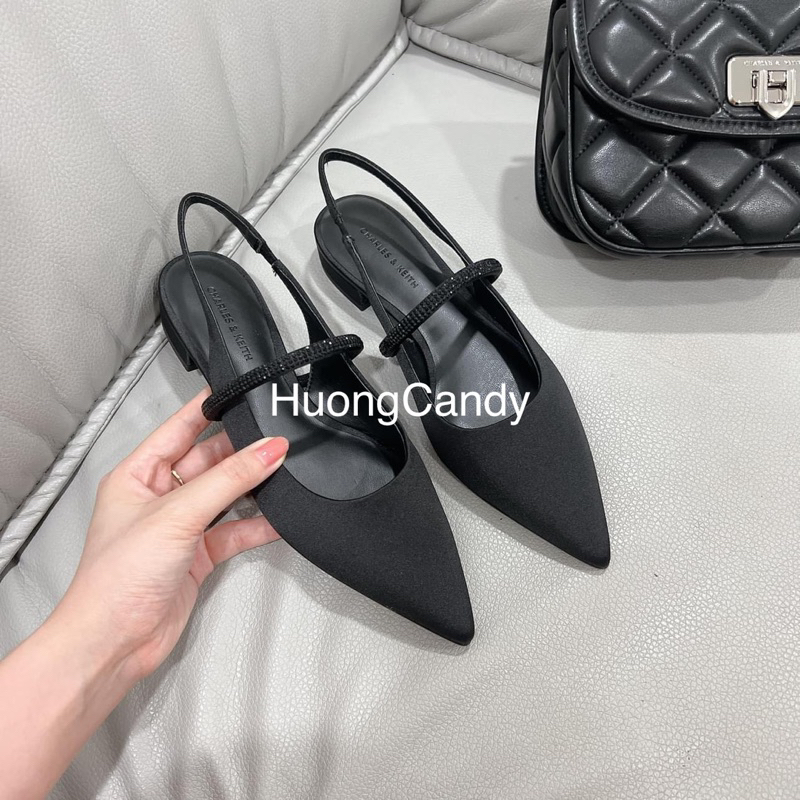 Giày CK bệt quai ngang đính đá quai hậu hở gót FULLBOX(Sẵn )H243