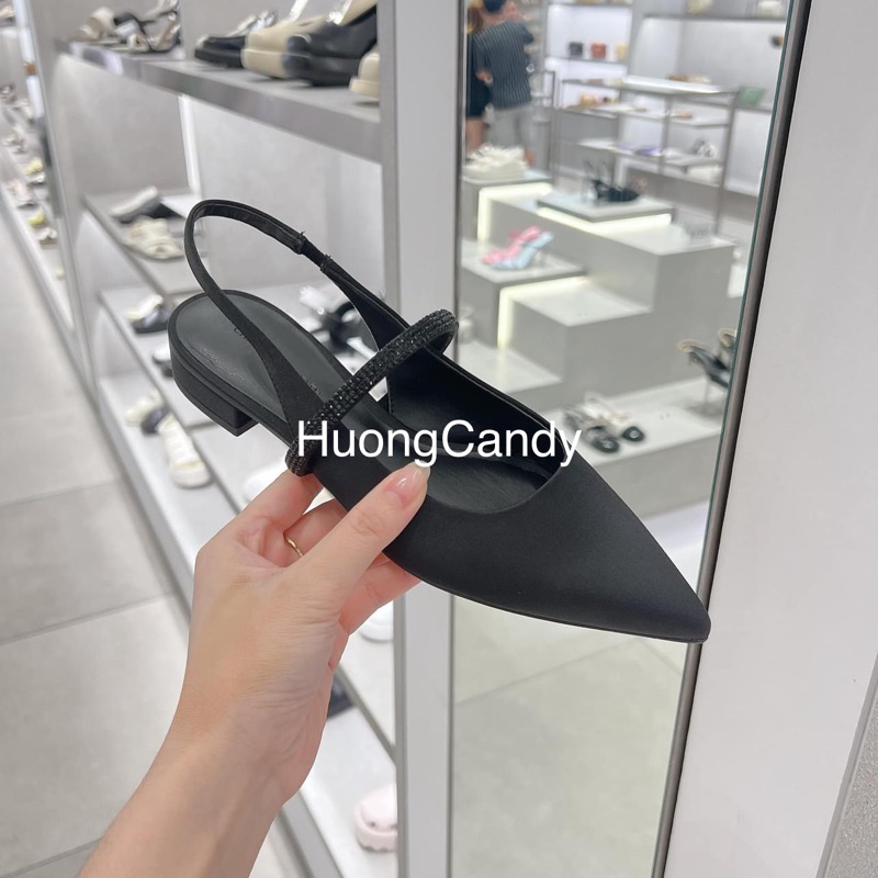 Giày CK bệt quai ngang đính đá quai hậu hở gót FULLBOX(Sẵn )H243