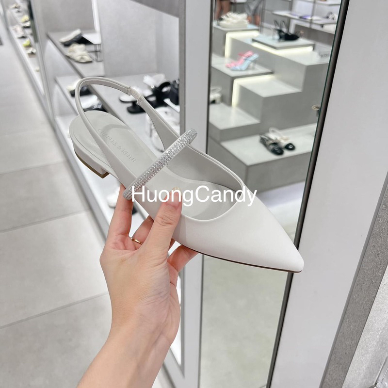 Giày CK bệt quai ngang đính đá quai hậu hở gót FULLBOX(Sẵn )H243