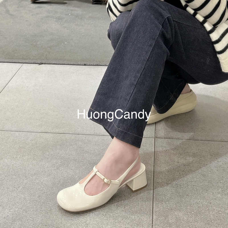 Giày búp bê CNK mũi tròn đế vuông 5p xuất dư FULLBOX(sẵn)H233