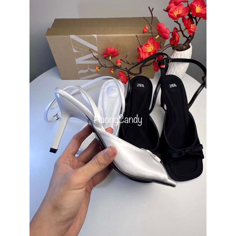 Sandal ZR đính nơ nhỏ đen/trắng FULLBOX (sẵn hàng)H222