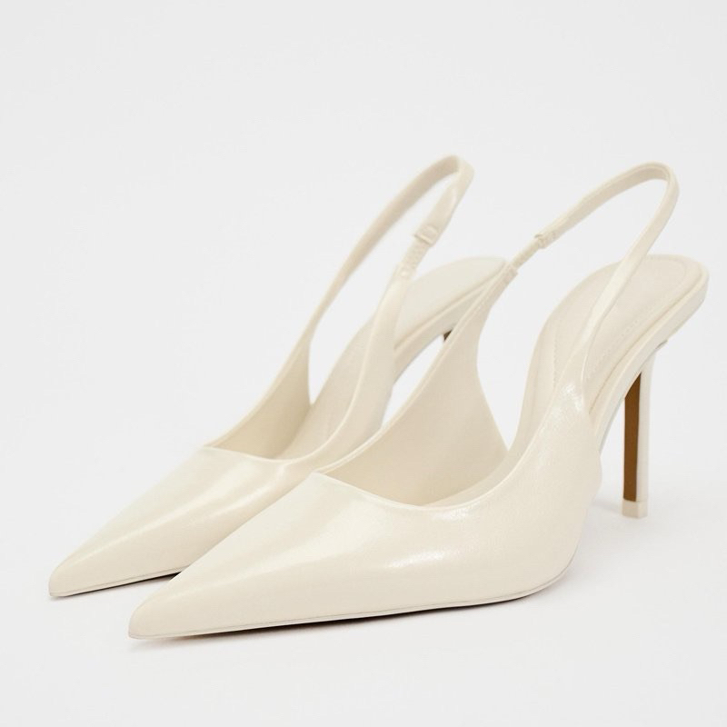 Giày Zr Slingback trơn mũi nhọn ( Hàng sẵn) lùi 1 szH216
