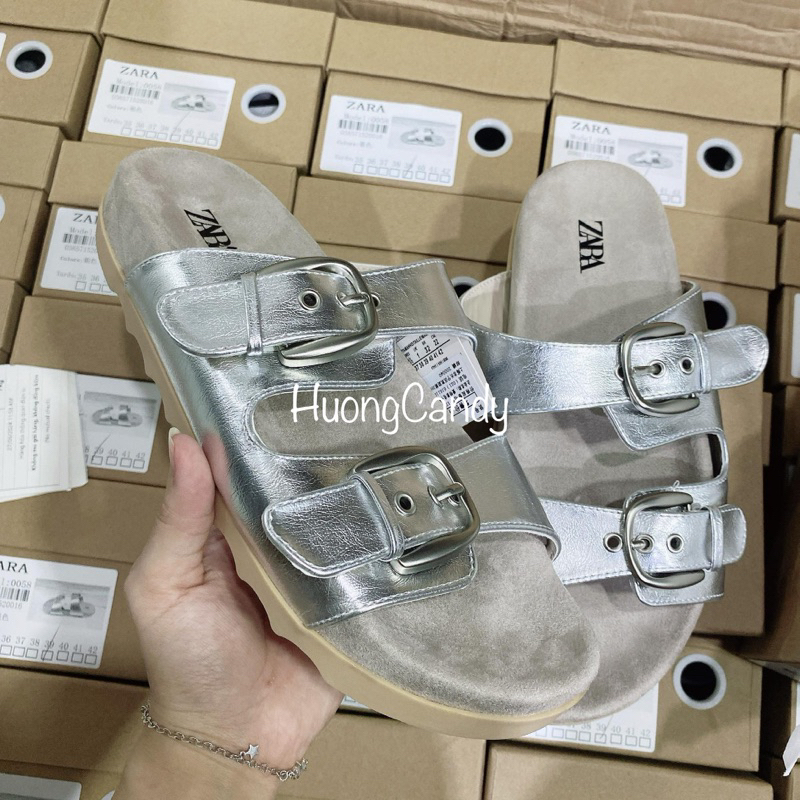 Dép ZR 2 quai sliver đế 3cm FULLBOX(lùi 1sz-sẵn hàng)H215