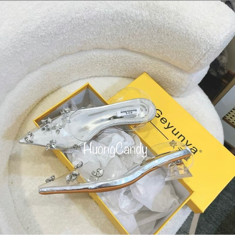 Guốc Sandal Gót vuông 4cmđá gém Chắc fullbox(sẵn hàng)H190