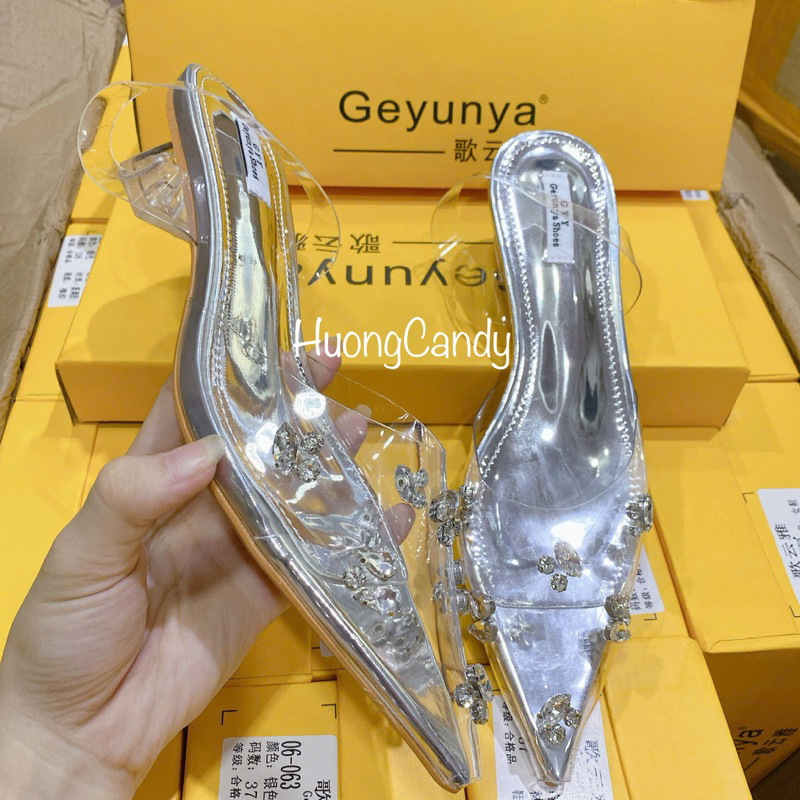 Guốc Sandal Gót vuông 4cmđá gém Chắc fullbox(sẵn hàng)H190