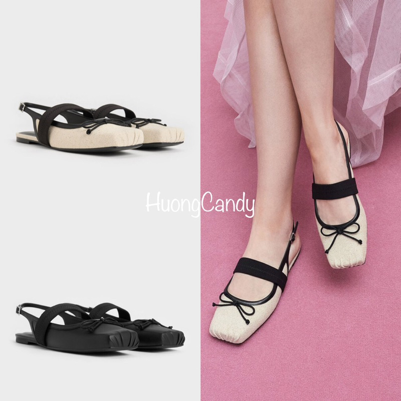 Giày búp bê CK ba lê mũi vuông nơ(hàng sẵn)H180