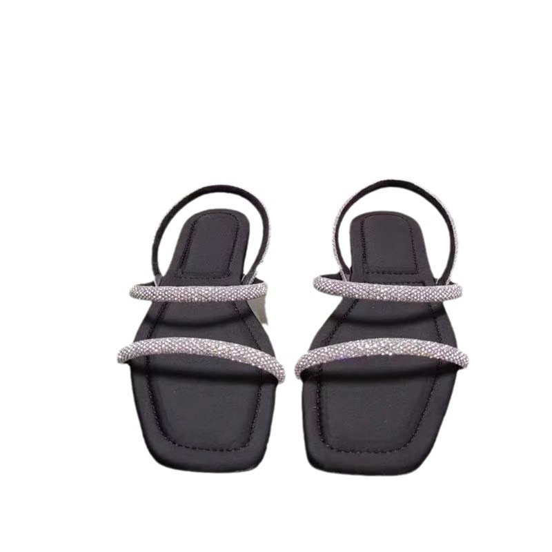 Sandal ZR bệt 2 quai ngang đính đá trắng H326/632/1613-1T2.1A
