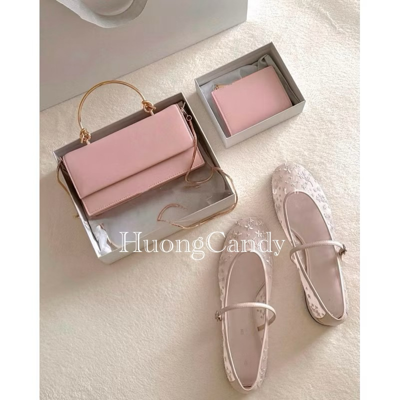 Giày bệt CK tiểu thư hồng kem FullboxH41