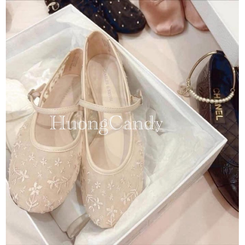 Giày bệt CK tiểu thư hồng kem FullboxH41