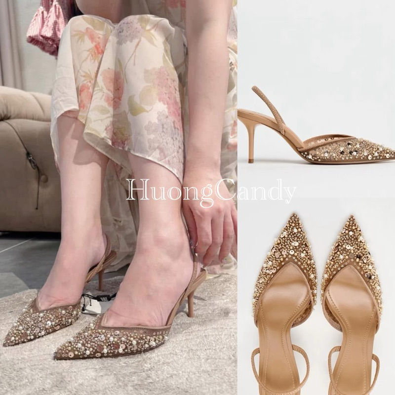 (lùi 1 sz -sẵn)Giày ZR đính cườm và ngọc FULLBOXH29
