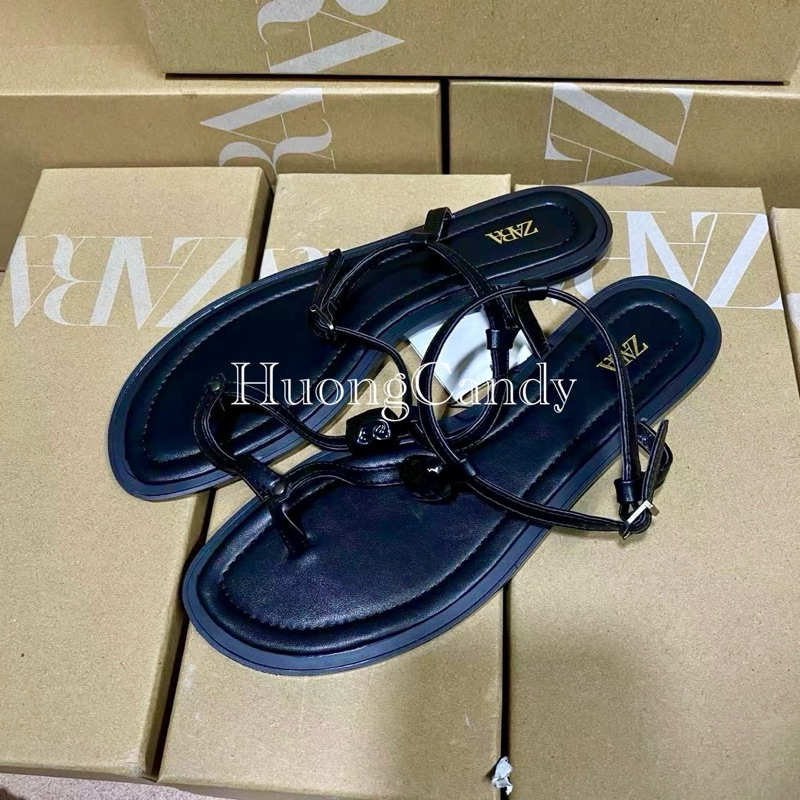 (chân mảnh lùi 2sz)Sandal ZR xỏ ngón khuy vàng Fullbox(sẵn)H69