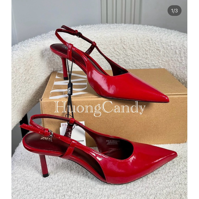 (Sẵn-Chuẩn sz) Giày ZR 25 Slingback đỏ  FULLBOX H408