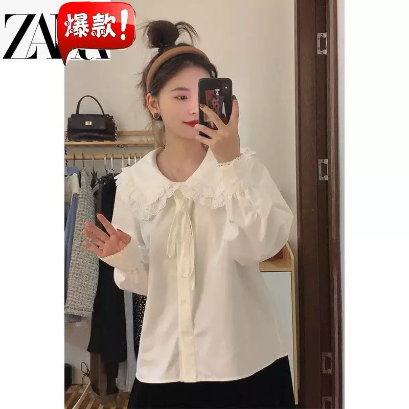 Áo sơ mi ZR trắng cổ bèo (Sẵn)H60