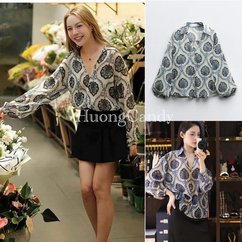 Áo sơmi Z voan hoạ tiết (Săn)H50