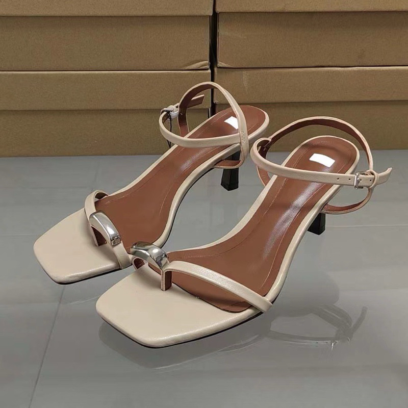 (CHUẨN SZ- SẴN) Sandal cao gót Z.R đính miếng trang trí sliver Fullbox H414