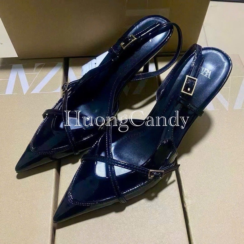 (lùi1sz-sẵn) Giày ZR đen quai chéo chữ X FullBoxH57