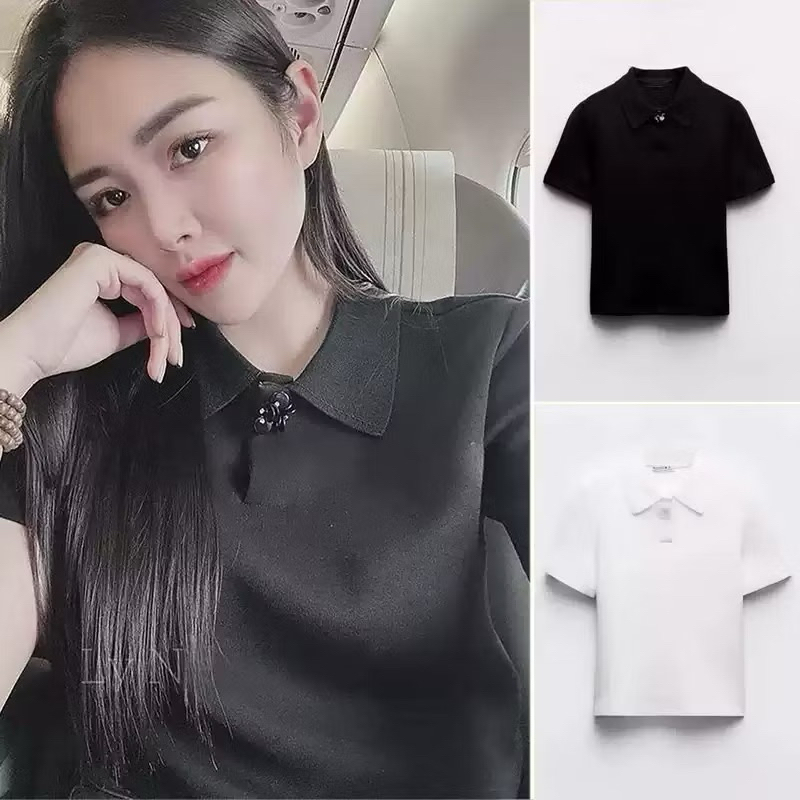 Áo Polo nữ Z đính hoa cổ xuất dư(sẵn)H32