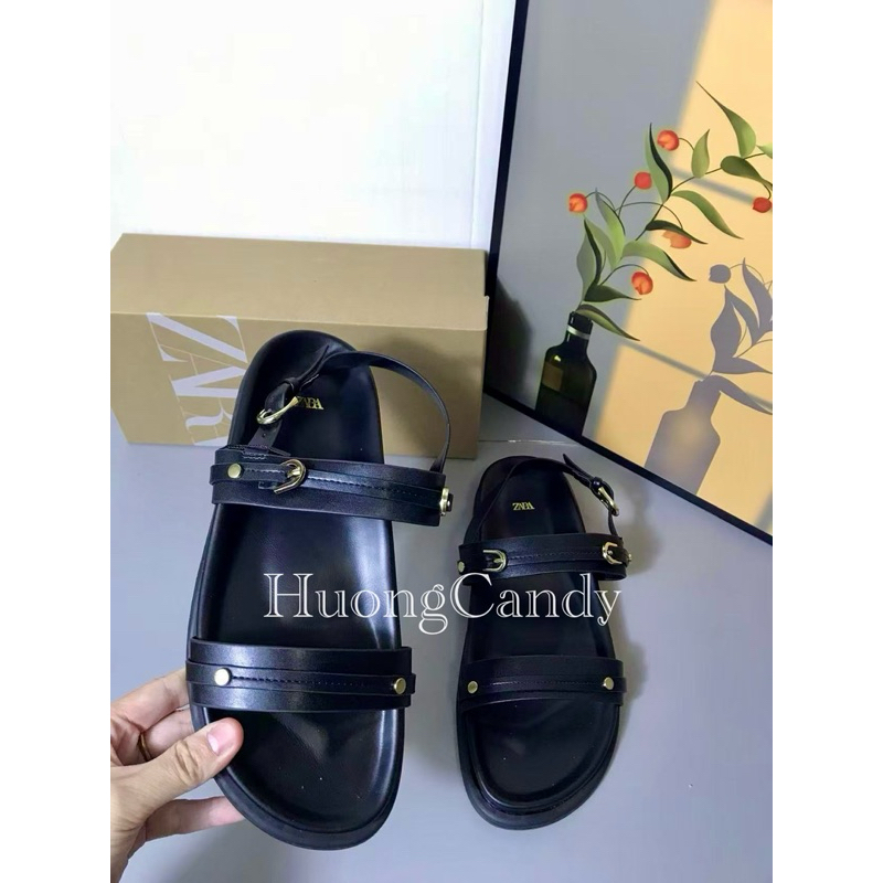 Sandal Z new 2 quai ngang đen nâu FULLBOXH39