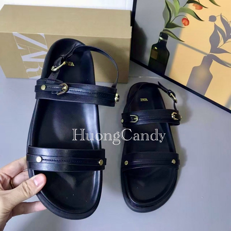 Sandal Z new 2 quai ngang đen nâu FULLBOXH39