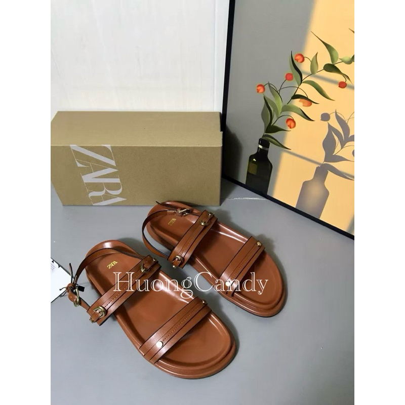 Sandal Z new 2 quai ngang đen nâu FULLBOXH39