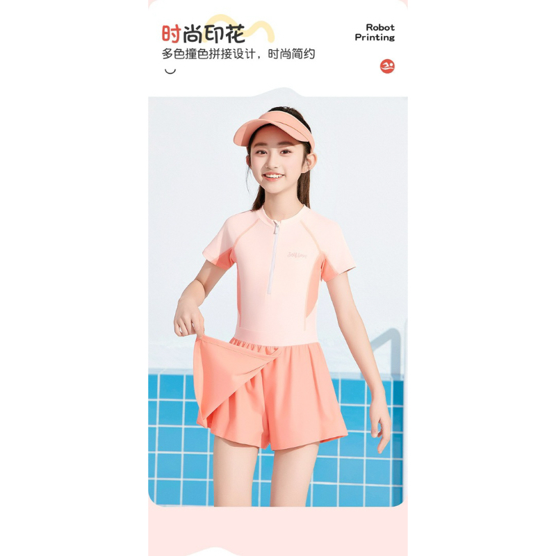 Bộ Bơi Quần Giả váy Hồng Pastel YQ(sẵn)H17