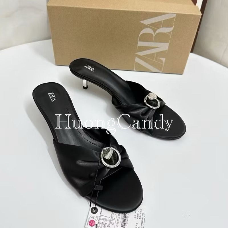 Guốc Z Lụa trái tim bạc nhỏ(sẵn) H09