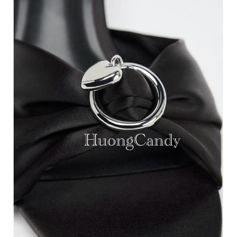 Guốc Z Lụa trái tim bạc nhỏ(sẵn) H09