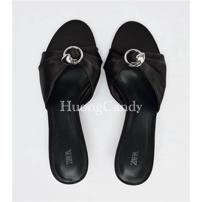 Guốc Z Lụa trái tim bạc nhỏ(sẵn) H09