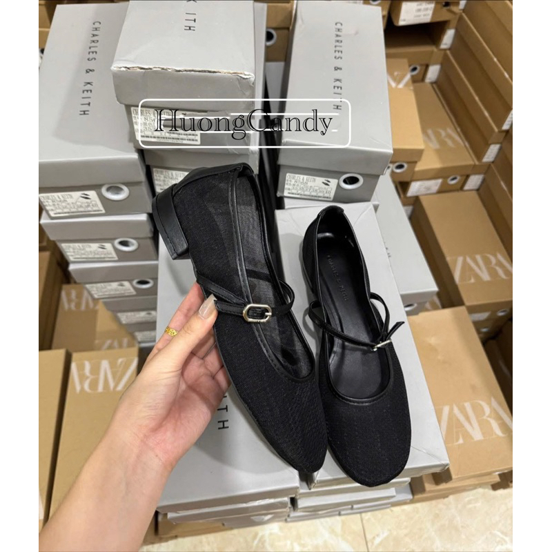 Giày Ck bệt lưới đầu đen tròn (sẵn) H423