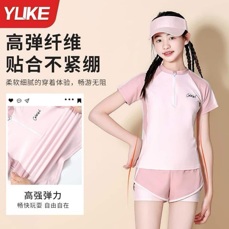 Bộ bơi xanh phối đen bé gái lớn YLike(sẵn) H413