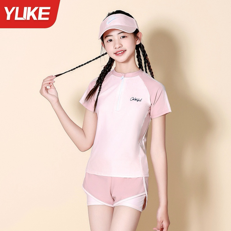 Bộ bơi xanh phối đen bé gái lớn YLike(sẵn) H413