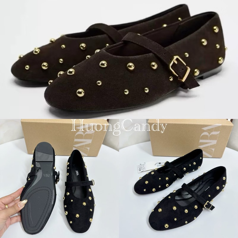 Giày Búp Bê Z Đinh tán vàng tròn FULLBOX(sẵn)H399