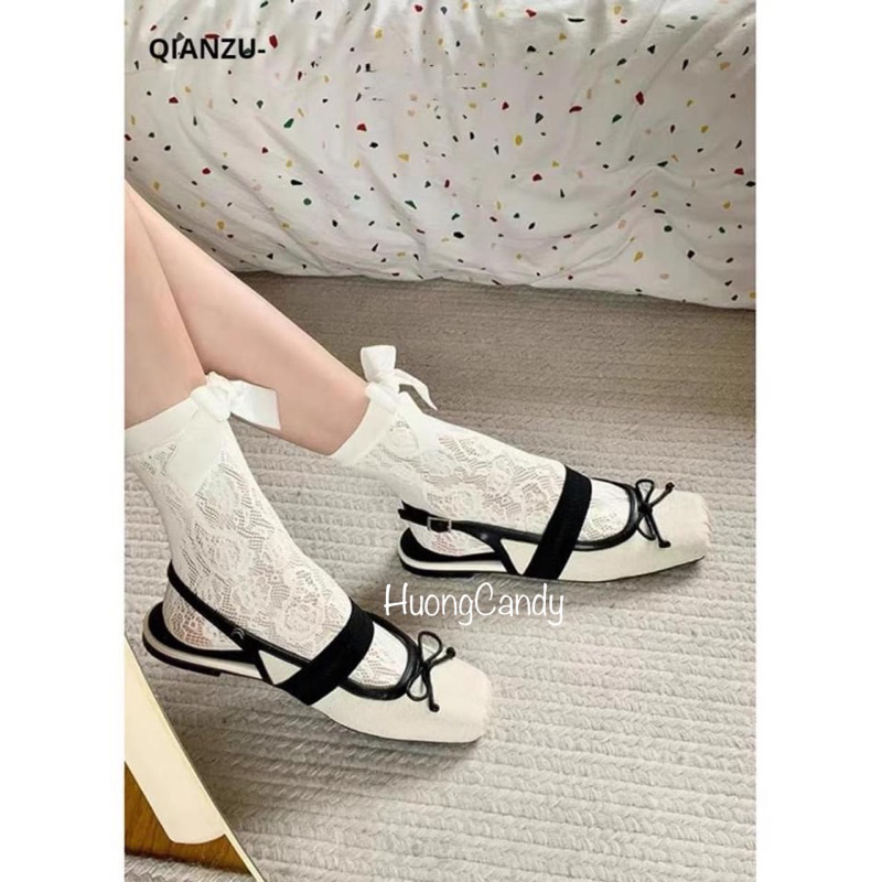 Giày búp bê CK ba lê mũi vuông nơ(hàng sẵn)H180