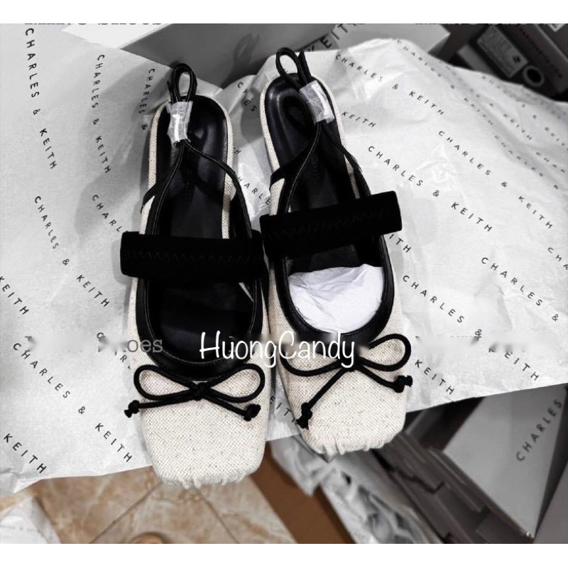 Giày búp bê CK ba lê mũi vuông nơ(hàng sẵn)H180