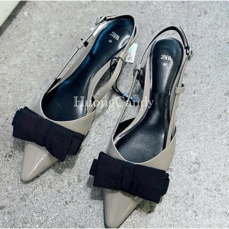 Giày ZR be sữa nơ đen FULLBOX ( lùi 1 sz)H151