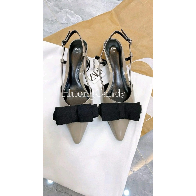 Giày ZR be sữa nơ đen FULLBOX ( lùi 1 sz)H151